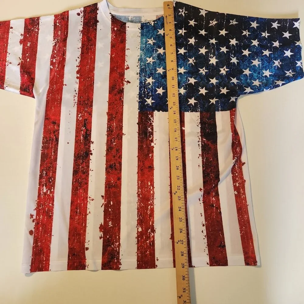 American‎ Summer Clothing American Flag T-Shirt Wrap Around Graphic Medium NEW
